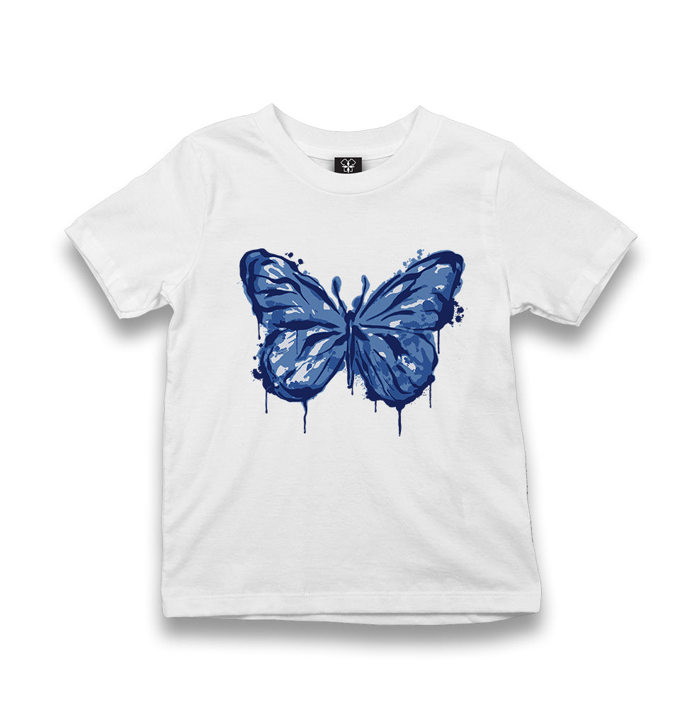 Beautiful Blue Butterfly Kid's White Tshirt - Premium  from W.E.N.S. WIND - Just 5990! Shop now at W.E.N.S. WIND