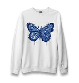 Beautiful Blue Butterfly Unisex White Sweatshirt - Premium  from W.E.N.S. WIND - Just 10990! Shop now at W.E.N.S. WIND