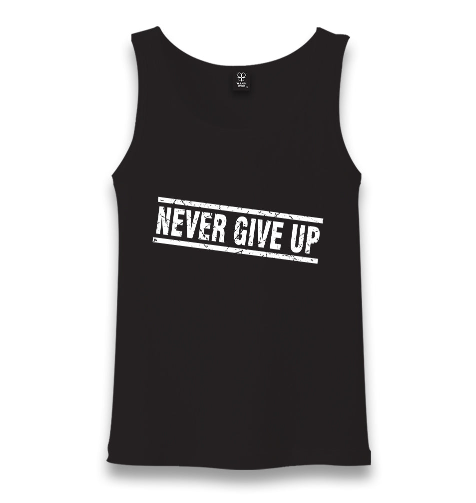 Never Give Up Unisex Black Tank Top - Premium  from W.E.N.S. WIND - Just 6490! Shop now at W.E.N.S. WIND