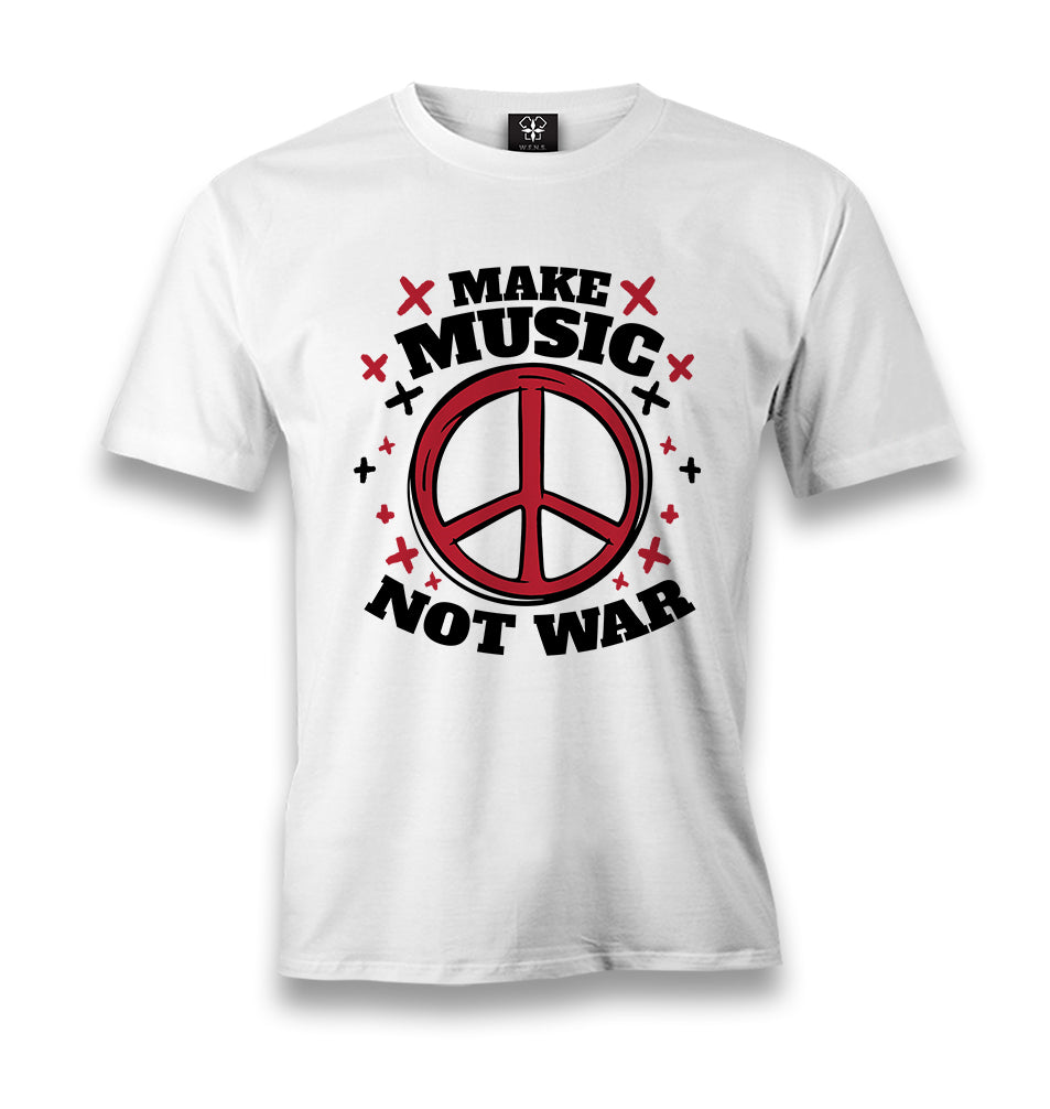 Make Music Not War Peace Logo Men's White Tshirt - Premium  from W.E.N.S. WIND - Just 6490! Shop now at W.E.N.S. WIND