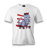 Cat Riding a Skateboard Men's White Tshirt - Premium  from W.E.N.S. WIND - Just 6490! Shop now at W.E.N.S. WIND