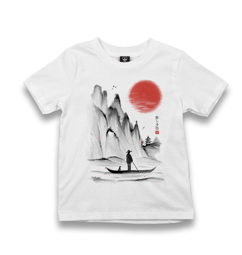 Japanese Man on the Boat Kid's White Tshirt - Premium  from W.E.N.S. WIND - Just 5990! Shop now at W.E.N.S. WIND