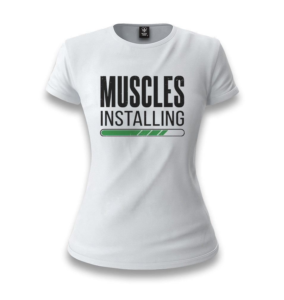 Bodybuilding Muscles Installing White Women T-shirt - Premium  from W.E.N.S. WIND - Just 6490! Shop now at W.E.N.S. WIND