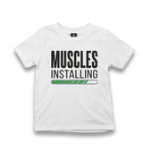 Bodybuilding Muscles Installing Kid's White Tshirt - Premium  from W.E.N.S. WIND - Just 5990! Shop now at W.E.N.S. WIND