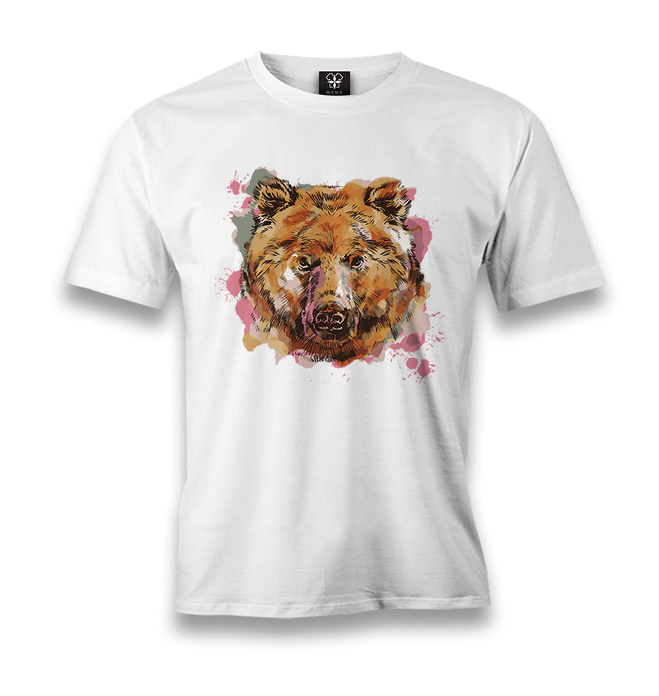 A Bear Head in Pink Splash Men's White Tshirt - Premium  from W.E.N.S. WIND - Just 6490! Shop now at W.E.N.S. WIND