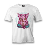 A Pink Elephant Meditating in a Yoga Pose Men's White Tshirt - Premium  from W.E.N.S. WIND - Just 6490! Shop now at W.E.N.S. WIND