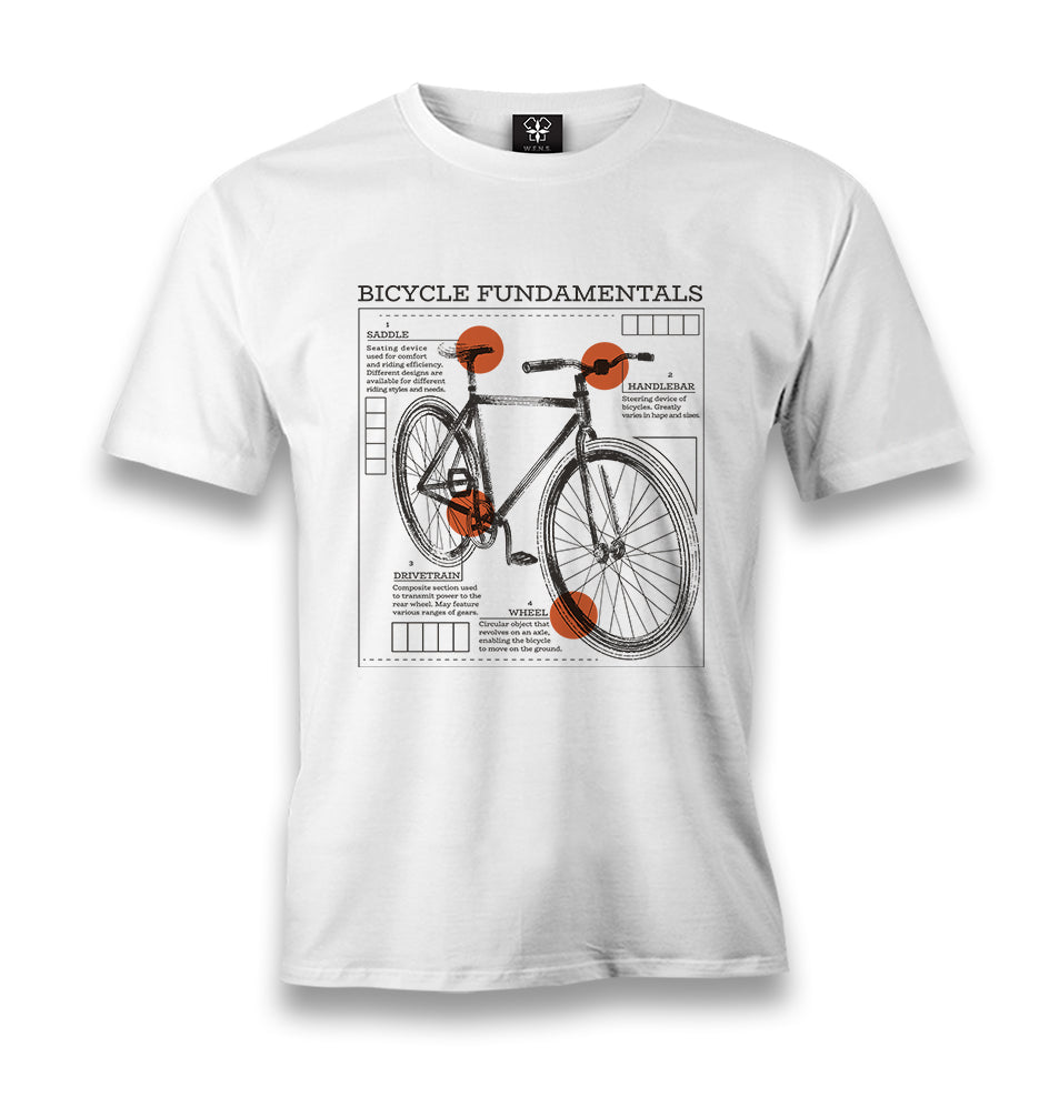 Bicycle Fundamentals Men's White Tshirt - Premium  from W.E.N.S. WIND - Just 6490! Shop now at W.E.N.S. WIND