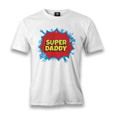 Super Daddy Hahaha Logo Men's White Tshirt - Premium  from W.E.N.S. WIND - Just 6490! Shop now at W.E.N.S. WIND