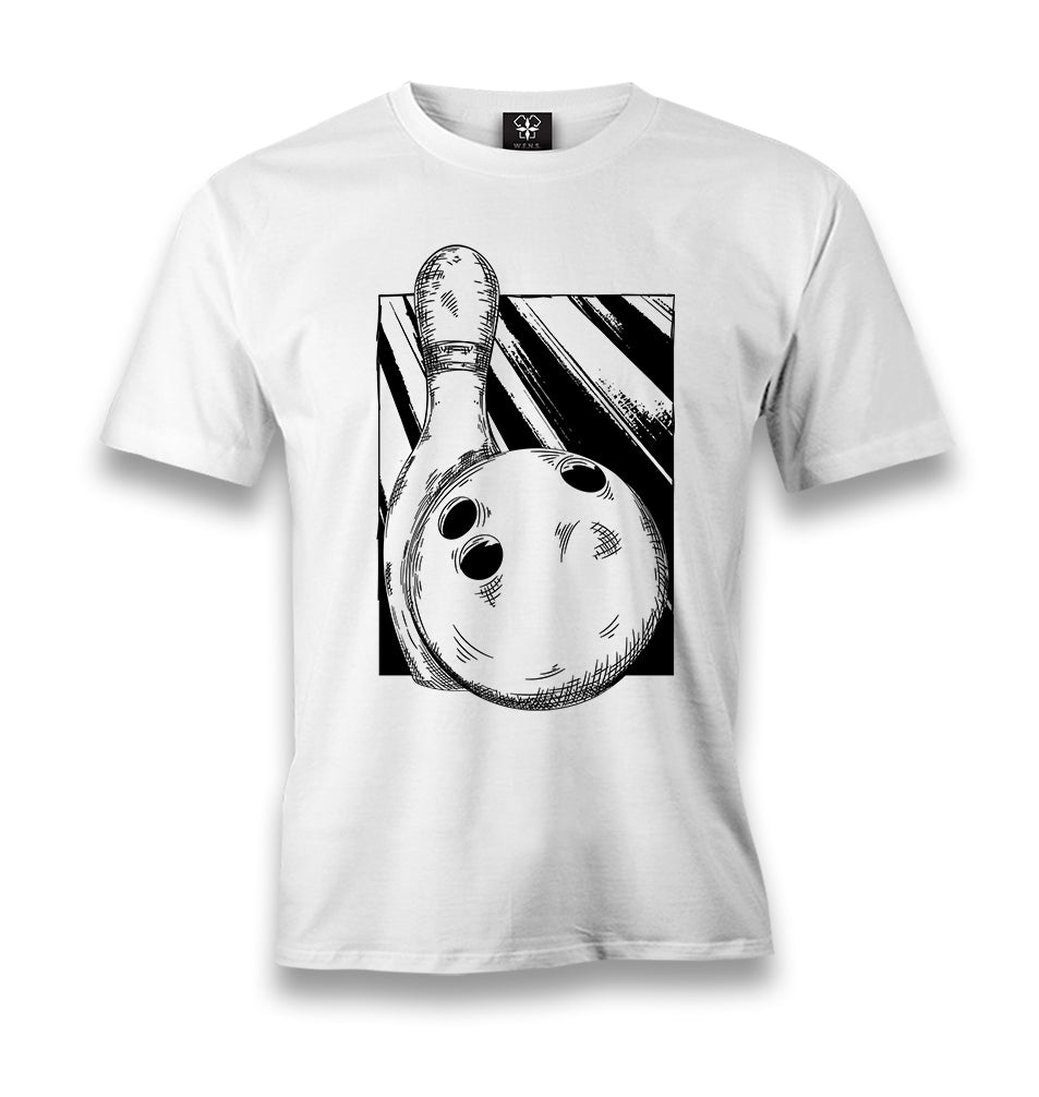 A Bowling Pin and Ball Men's White Tshirt - Premium  from W.E.N.S. WIND - Just 6490! Shop now at W.E.N.S. WIND