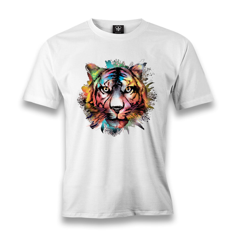 Colorful Tiger Head Men's White Tshirt - Premium  from W.E.N.S. WIND - Just 6490! Shop now at W.E.N.S. WIND