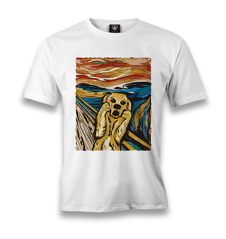 Golden Retriever in Scream Men's White Tshirt - Premium  from W.E.N.S. WIND - Just 6490! Shop now at W.E.N.S. WIND