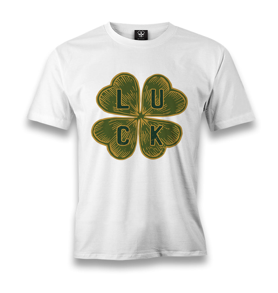 Four Leaf Luck Clover Men's White Tshirt - Premium  from W.E.N.S. WIND - Just 6490! Shop now at W.E.N.S. WIND