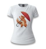 Cute Squirrel Holding an Umbrella White Women T-shirt - Premium  from W.E.N.S. WIND - Just 6490! Shop now at W.E.N.S. WIND
