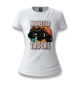 Monster Trucks Circle Sunset Background White Women T-shirt - Premium  from W.E.N.S. WIND - Just 6490! Shop now at W.E.N.S. WIND