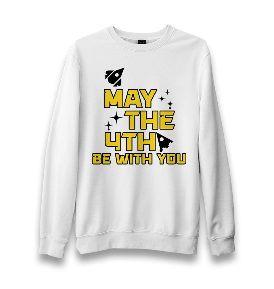 May the Fourth with Ships and Stars Unisex White Sweatshirt - Premium  from W.E.N.S. WIND - Just 10990! Shop now at W.E.N.S. WIND