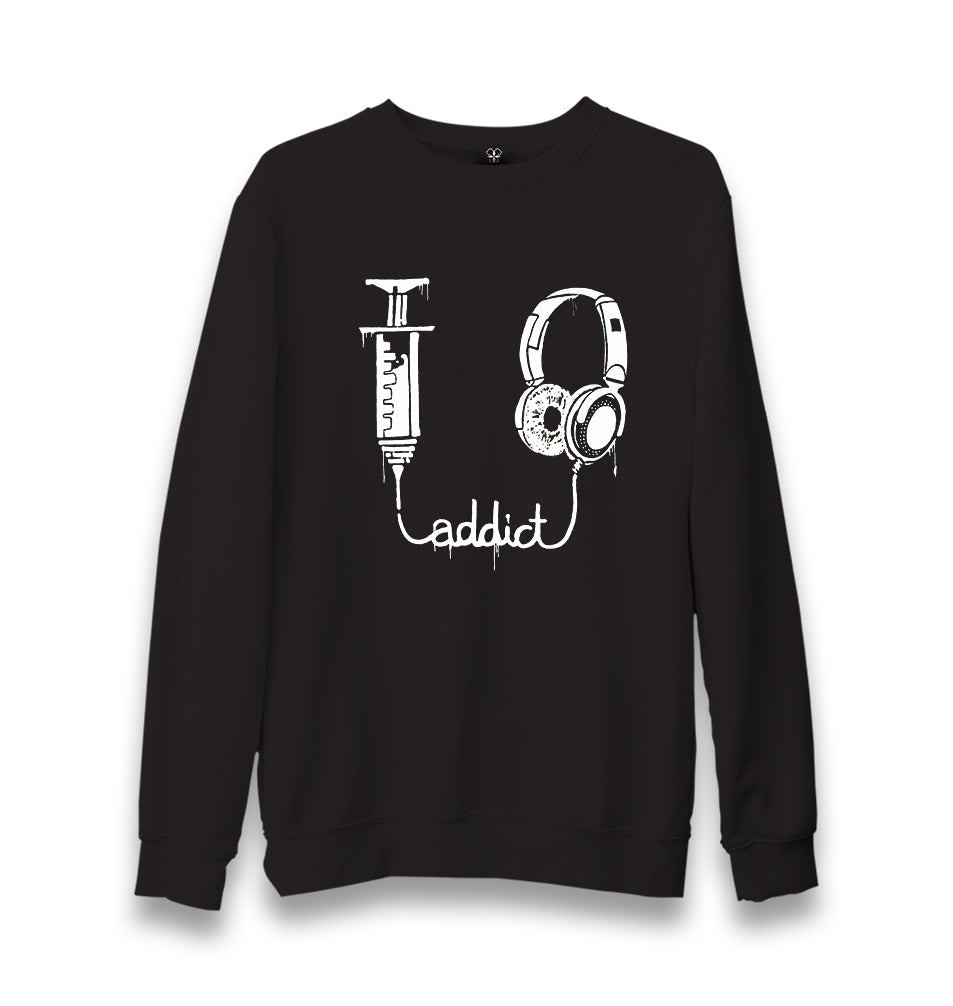 Music Addict Unisex Black Sweatshirt - Premium  from W.E.N.S. WIND - Just 10990! Shop now at W.E.N.S. WIND