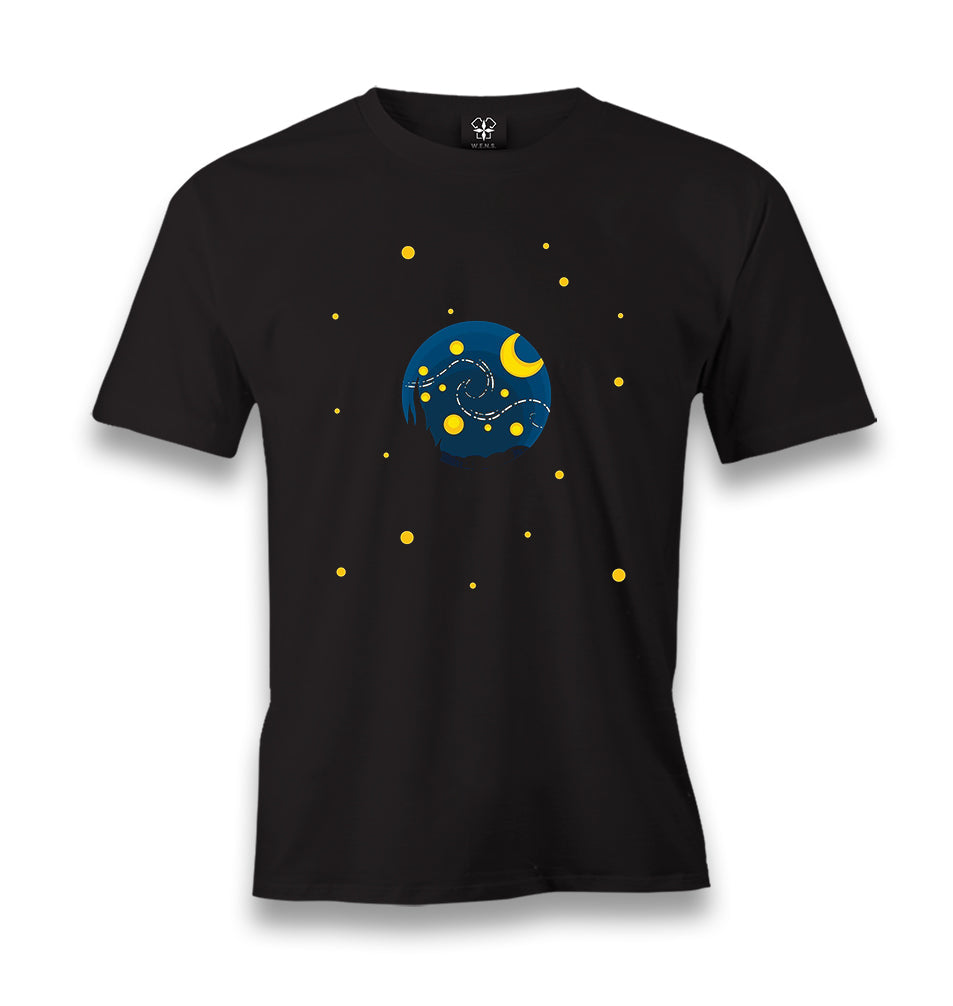 Planet And Moon Men's Black Tshirt - Premium  from W.E.N.S. WIND - Just 6490! Shop now at W.E.N.S. WIND