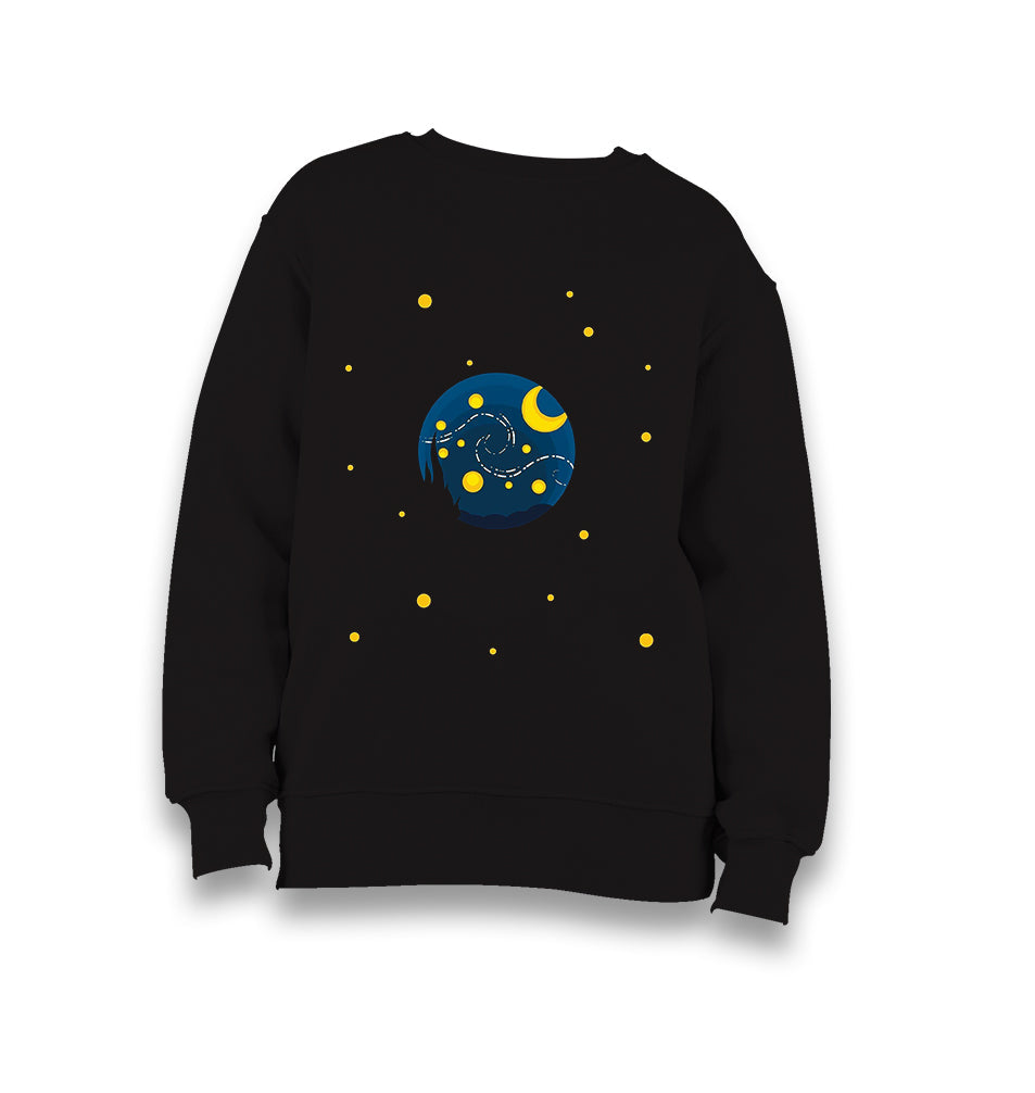 Planet And Moon Kid's Black Sweatshirt - Premium  from W.E.N.S. WIND - Just 7990! Shop now at W.E.N.S. WIND