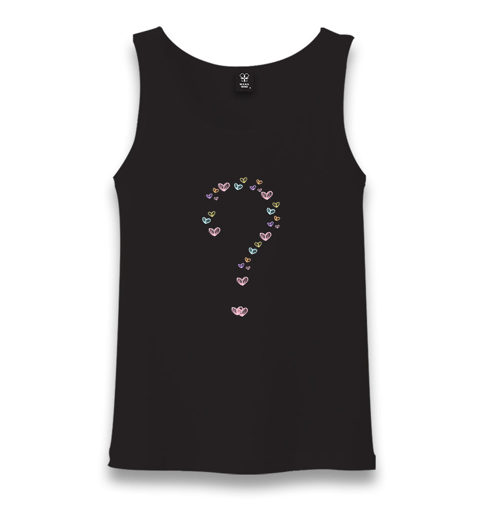 Heart Question Mark Unisex Black Tank Top - Premium  from W.E.N.S. WIND - Just 6490! Shop now at W.E.N.S. WIND