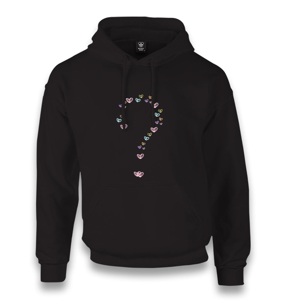 Heart Question Mark Unisex Black Hoodie - Premium  from W.E.N.S. WIND - Just 11990! Shop now at W.E.N.S. WIND