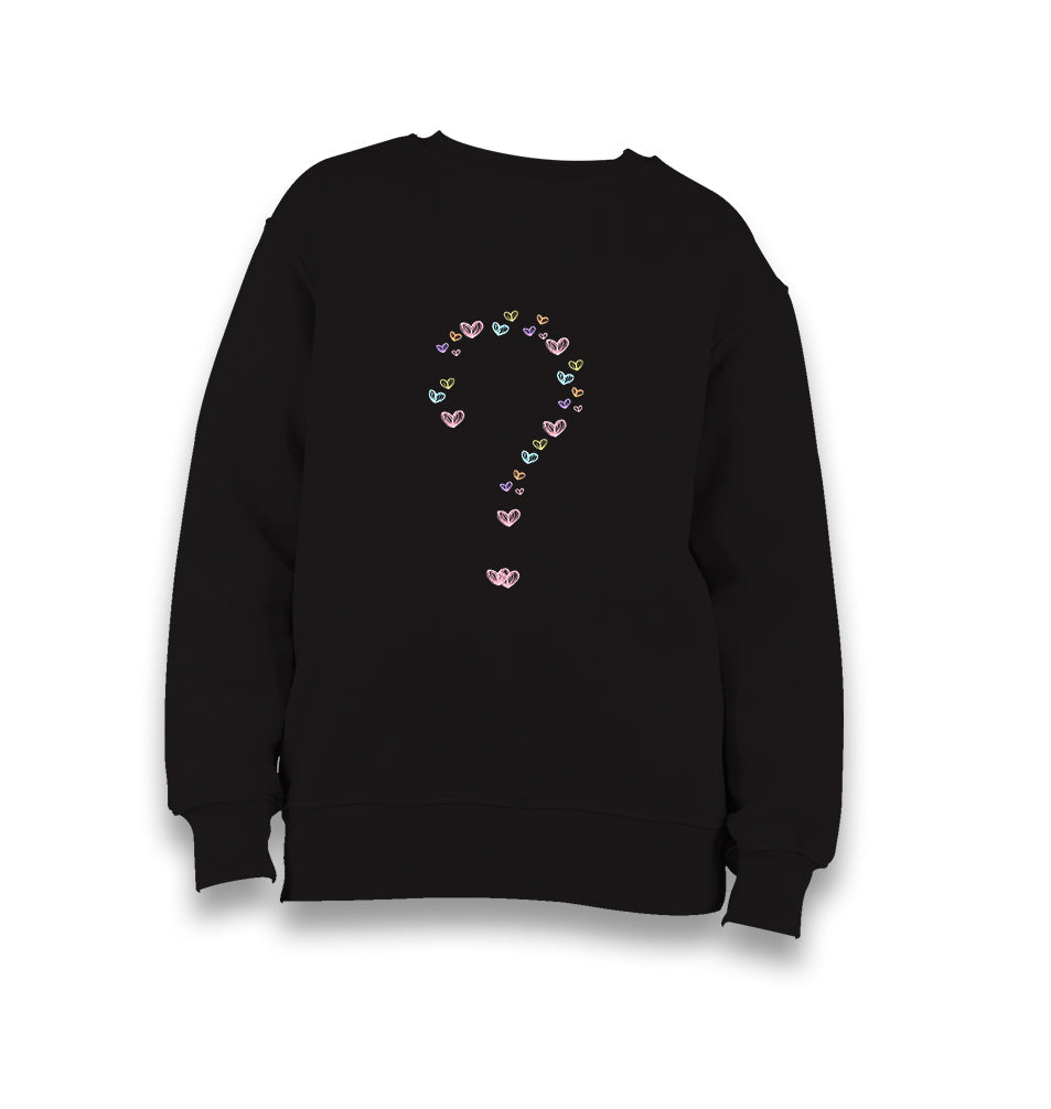 Heart Question Mark Kid's Black Sweatshirt - Premium  from W.E.N.S. WIND - Just 7990! Shop now at W.E.N.S. WIND