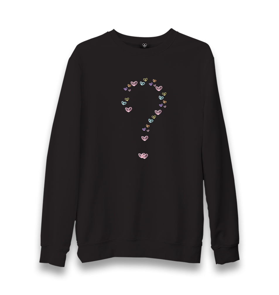 Heart Question Mark Unisex Black Sweatshirt - Premium  from W.E.N.S. WIND - Just 10990! Shop now at W.E.N.S. WIND