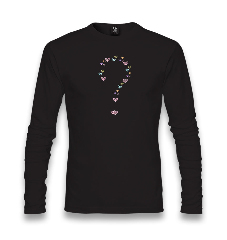 Heart Question Mark Unisex Black Longsleeve - Premium  from W.E.N.S. WIND - Just 7990! Shop now at W.E.N.S. WIND