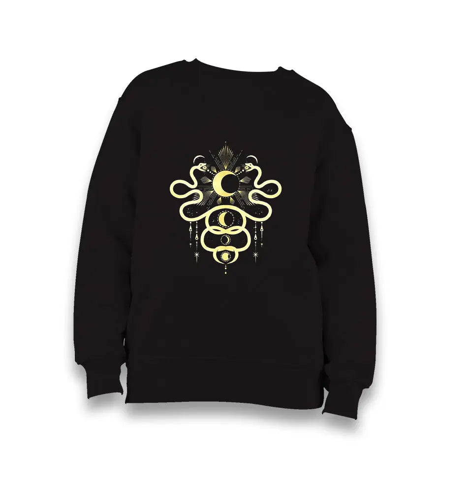 Snake And Moon Kid's Black Sweatshirt - Premium  from W.E.N.S. WIND - Just 7990! Shop now at W.E.N.S. WIND