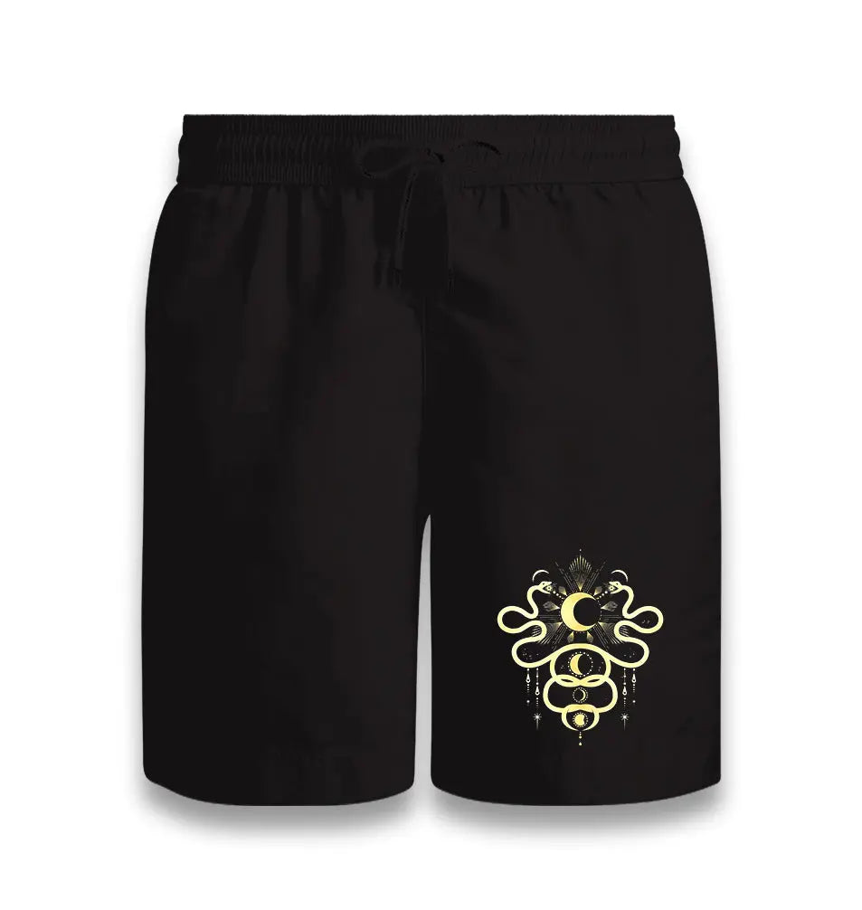 Snake And Moon Black Shorts - Premium  from W.E.N.S. WIND - Just 7990! Shop now at W.E.N.S. WIND