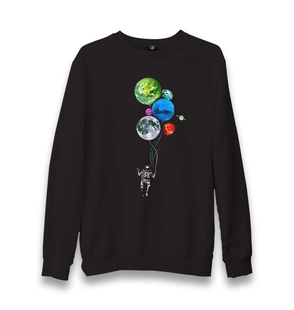 Baloon Planets - Astronaut Unisex Black Sweatshirt - Premium  from W.E.N.S. WIND - Just 10990! Shop now at W.E.N.S. WIND