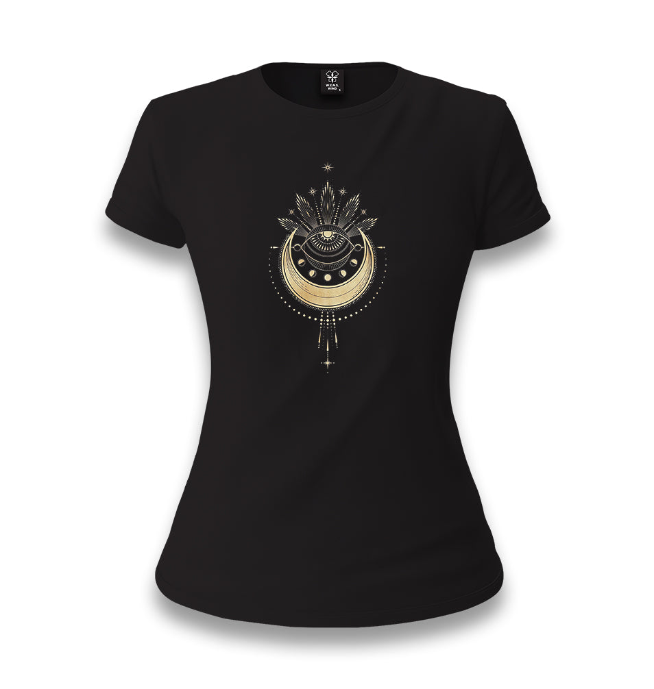 Geometric - Moon And Stars Women's Black T-shirt - Premium  from W.E.N.S. WIND - Just 6490! Shop now at W.E.N.S. WIND