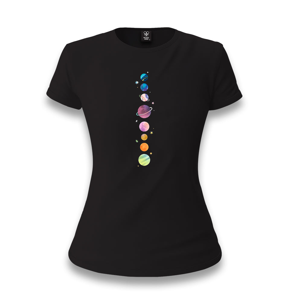 Planets Stars Women's Black T-shirt - Premium  from W.E.N.S. WIND - Just 6490! Shop now at W.E.N.S. WIND
