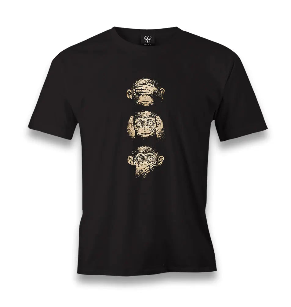 Three Monkeys - See No Evil, Hear No Evil, Speak No Evil Men's Black Tshirt - Premium  from W.E.N.S. WIND - Just 6490! Shop now at W.E.N.S. WIND