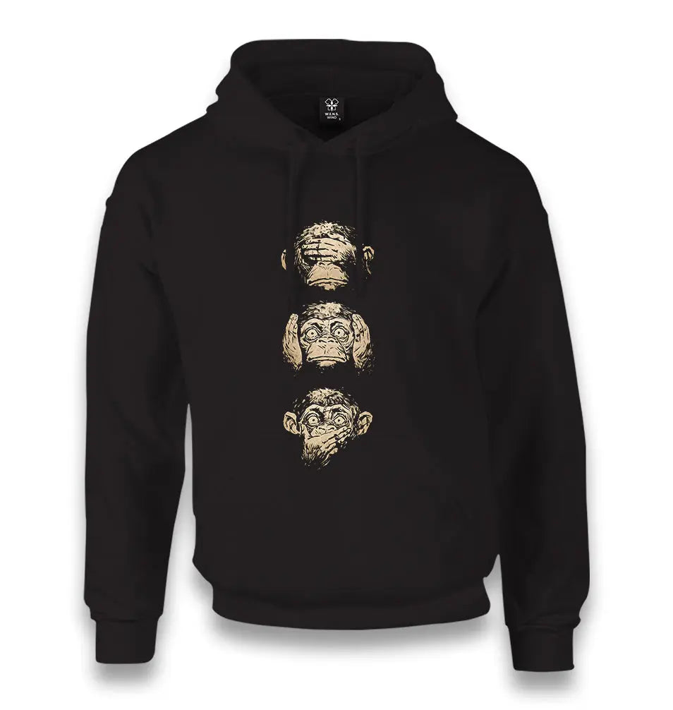 Three Monkeys - See No Evil, Hear No Evil, Speak No Evil Unisex Black Hoodie - Premium  from W.E.N.S. WIND - Just 11990! Shop now at W.E.N.S. WIND