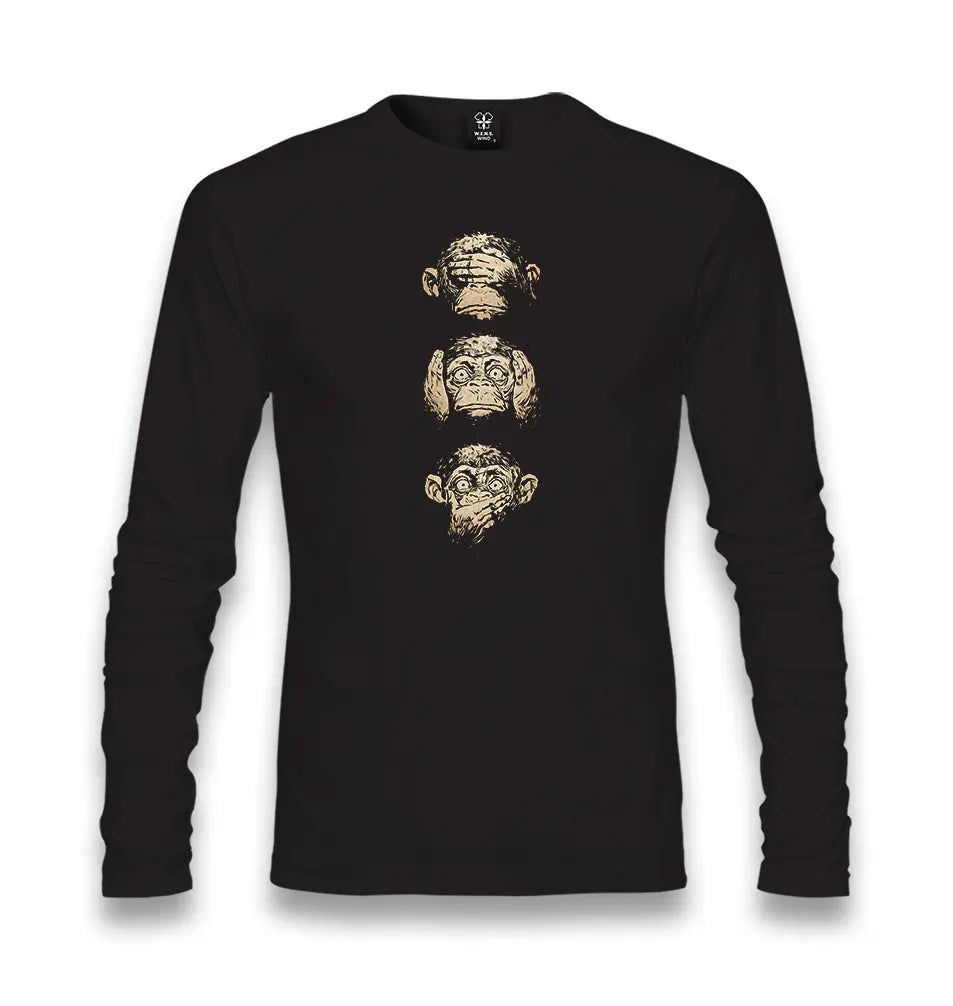 Three Monkeys - See No Evil, Hear No Evil, Speak No Evil Unisex Black Longsleeve - Premium  from W.E.N.S. WIND - Just 7990! Shop now at W.E.N.S. WIND