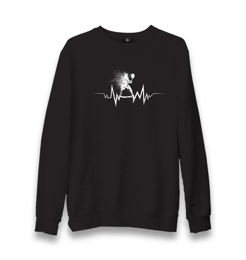 Tennis- Heartbeat Unisex Black Sweatshirt - Premium  from W.E.N.S. WIND - Just 10990! Shop now at W.E.N.S. WIND