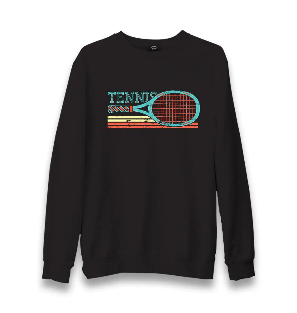 Tennis - Racket Horizontal Unisex Black Sweatshirt - Premium  from W.E.N.S. WIND - Just 10990! Shop now at W.E.N.S. WIND