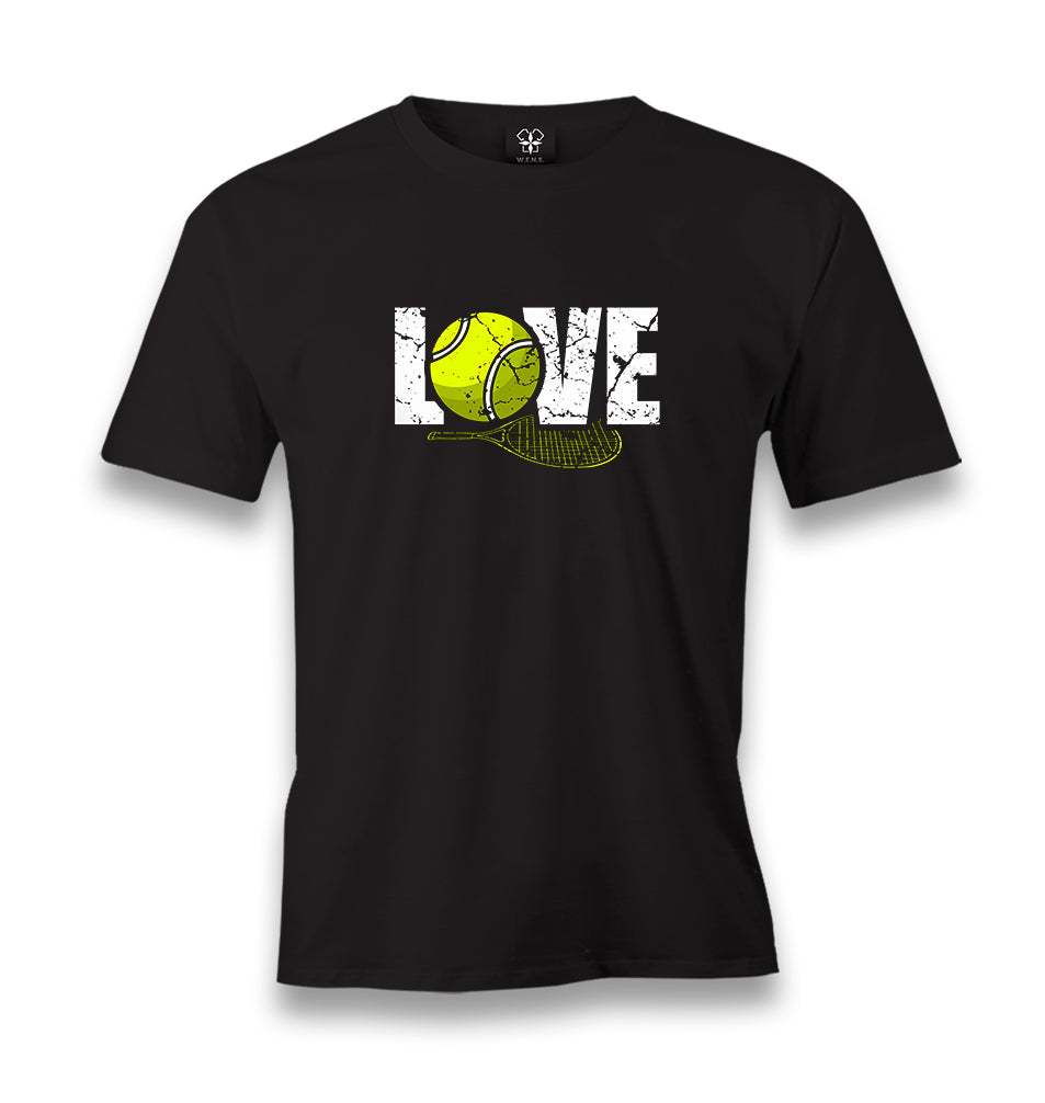 Tennis - Love Racket And Ball Men's Black Tshirt - Premium  from W.E.N.S. WIND - Just 6490! Shop now at W.E.N.S. WIND