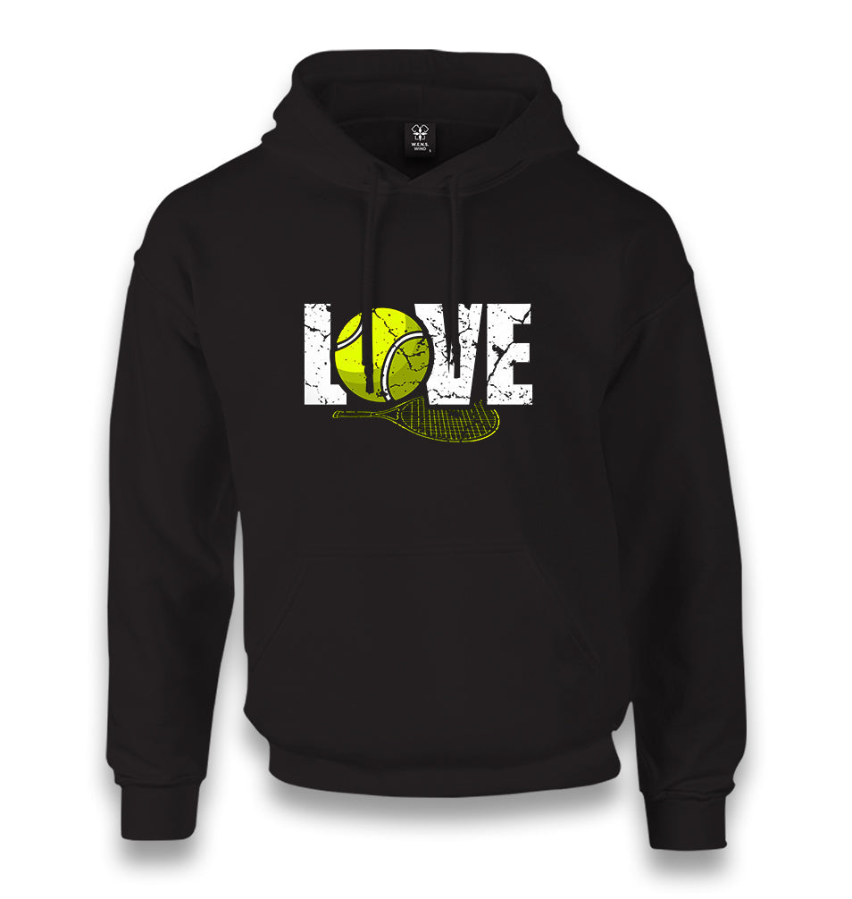 Tennis - Love Racket And Ball Unisex Black Hoodie - Premium  from W.E.N.S. WIND - Just 11990! Shop now at W.E.N.S. WIND