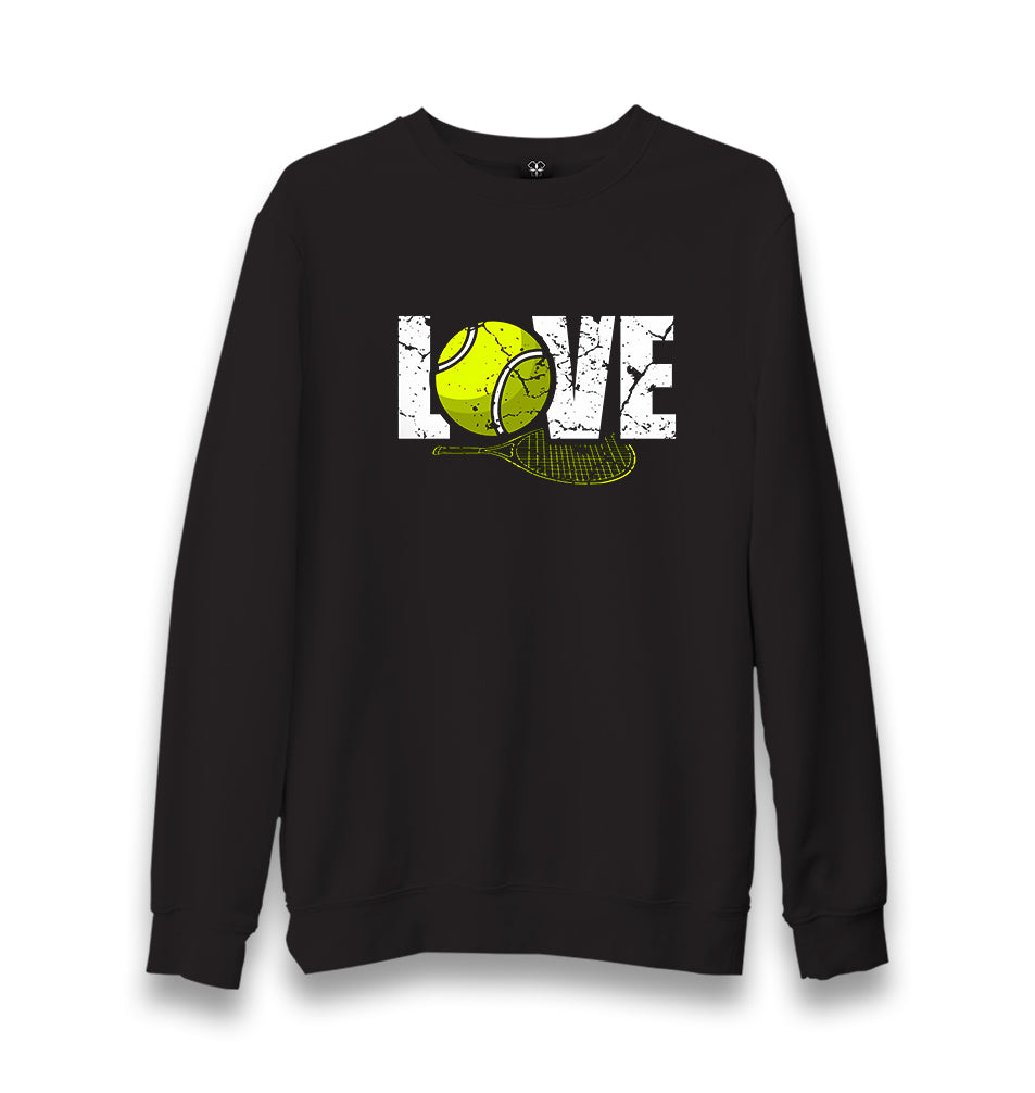 Tennis - Love Racket And Ball Unisex Black Sweatshirt - Premium  from W.E.N.S. WIND - Just 10990! Shop now at W.E.N.S. WIND