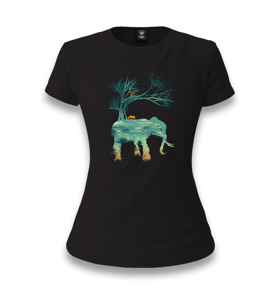 Nature Adventure Camp Elephant Women's Black T-shirt - Premium  from W.E.N.S. WIND - Just 6490! Shop now at W.E.N.S. WIND