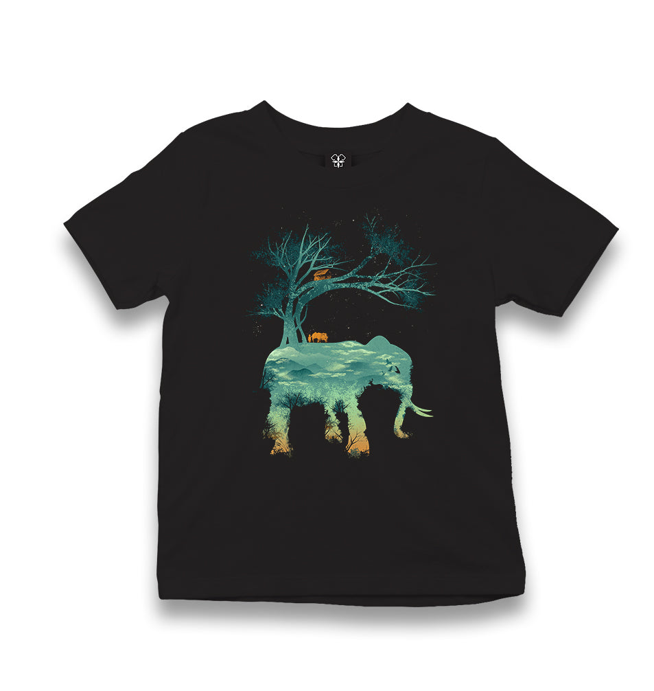 Nature Adventure Camp Elephant Kid's Black T-shirt - Premium  from W.E.N.S. WIND - Just 5990! Shop now at W.E.N.S. WIND