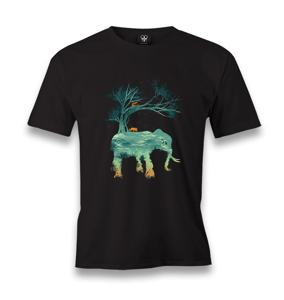 Nature Adventure Camp Elephant Men's Black Tshirt - Premium  from W.E.N.S. WIND - Just 6490! Shop now at W.E.N.S. WIND