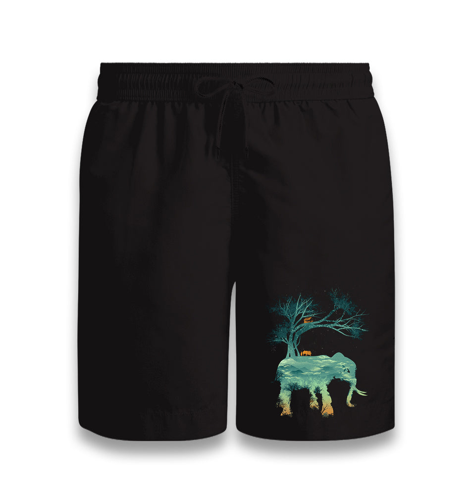 Nature Adventure Camp Elephant Black Shorts - Premium  from W.E.N.S. WIND - Just 7990! Shop now at W.E.N.S. WIND