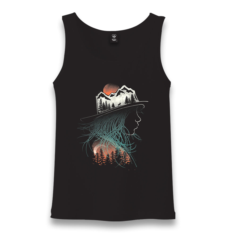Nature Adventure Camp Silhouette Unisex Black Tank Top - Premium  from W.E.N.S. WIND - Just 6490! Shop now at W.E.N.S. WIND