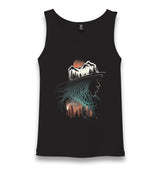 Nature Adventure Camp Silhouette Unisex Black Tank Top - Premium  from W.E.N.S. WIND - Just 6490! Shop now at W.E.N.S. WIND