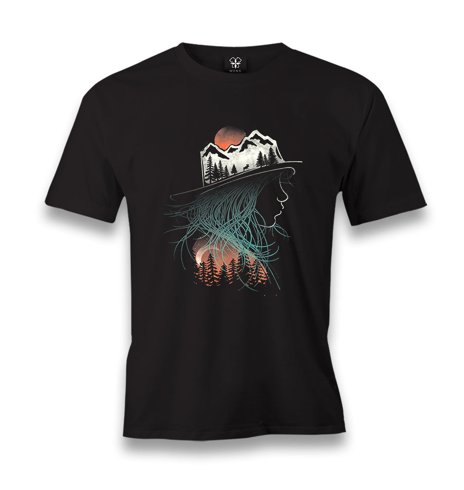 Nature Adventure Camp Silhouette Men's Black Tshirt - Premium  from W.E.N.S. WIND - Just 6490! Shop now at W.E.N.S. WIND