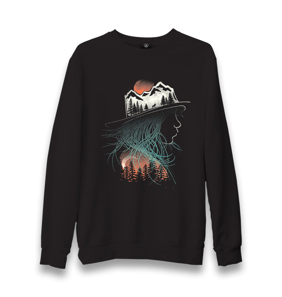 Nature Adventure Camp Silhouette Unisex Black Sweatshirt - Premium  from W.E.N.S. WIND - Just 10990! Shop now at W.E.N.S. WIND