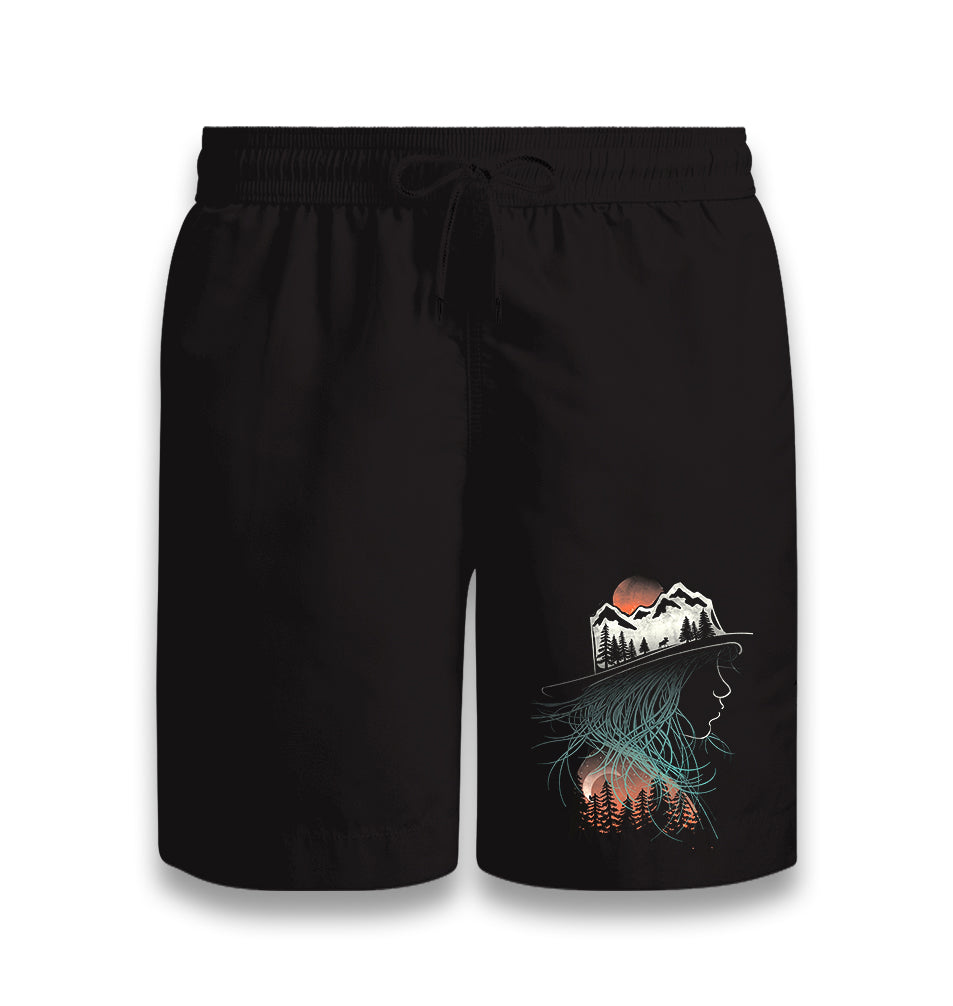 Nature Adventure Camp Silhouette Black Shorts - Premium  from W.E.N.S. WIND - Just 7990! Shop now at W.E.N.S. WIND
