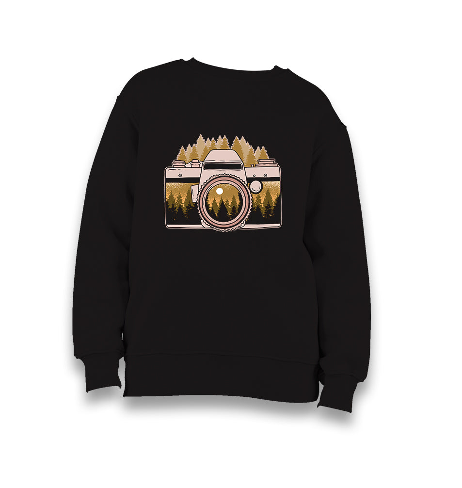 Camera with a Forest View Kid's Black Sweatshirt - Premium  from W.E.N.S. WIND - Just 7990! Shop now at W.E.N.S. WIND